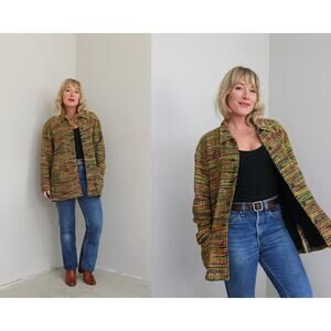 1990's Vintage Chicos Designs Artisan Silk Woven Jacket Shacket ~ Women's SM MD